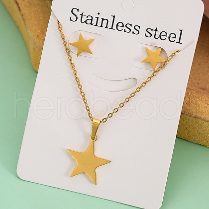 Stainless Steel Pendant Necklaces & Stud Earrings Sets FS-WG1A0DB-07-1
