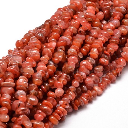 Dyed Natural Carnelian Chip Beads Strands X-G-E271-74-1