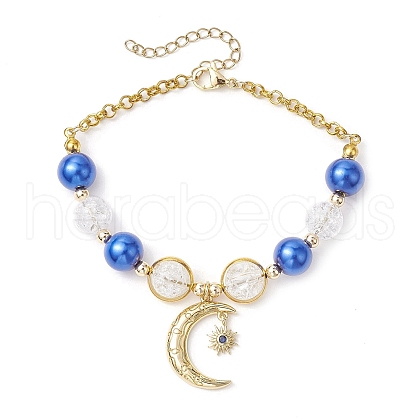 Round Glass & Acrylic Beaded Bracelets BJEW-JB10695-1