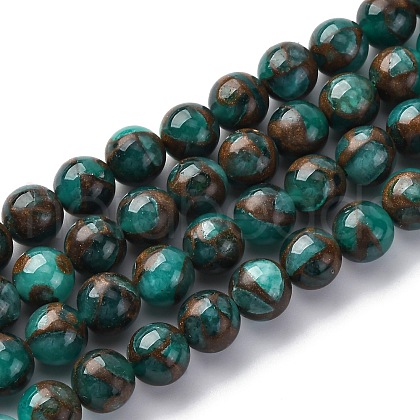 Synthetic Gold Clinquant Stone Beads Strands G-G026-R-8mm-3-1