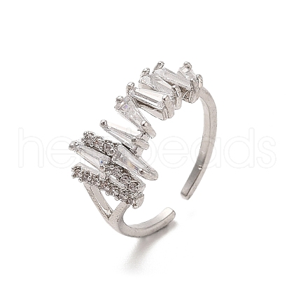 Brass Micro Pave Cubic Zirconia Open Cuff Rings RJEW-R146-11P-1
