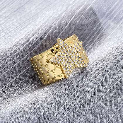 Brass Micro Pave Clear Cubic Zirconia Cuff Rings for Women RJEW-H248-08G-01-1