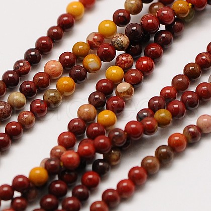 Natural Mookaite Round Bead Strands X-G-A130-3mm-15-1