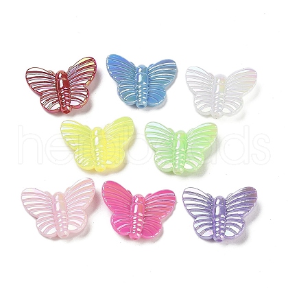 UV Plating Rainbow Iridescent Acrylic Beads OACR-F009-03-1