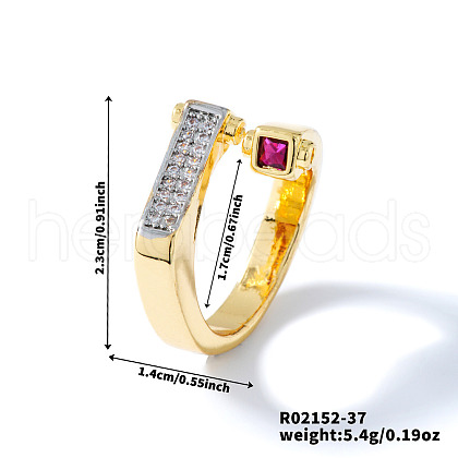 Geometric Brass Micro Pave Cubic Zirconia Cuff Open Rings for Women OC4246-4-1