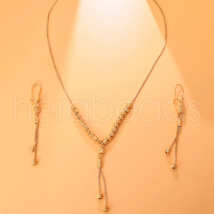 Fashionable Vintage Brass Tassel Pendant Earrings & Necklaces Sets for Women MS0367-1