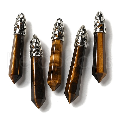 Natural Tiger Eye Pointed Big Pendants G-Z055-01P-17-1