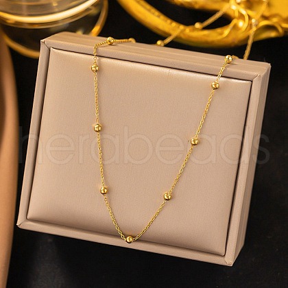 304 Stainless Steel Satellite Chain Necklaces for Women Men NJEW-Q028-12G-1