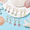 Alloy Enamel Starfish Dangle Leverback Earrings EJEW-JE05602-2