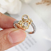 Flat Round Brass Micro Pave Clear Cubic Zirconia Finger Rings FS-WGBC030-01-4