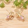 Rhombus & Flat Round Brass Micro Pave Cubic Zirconia Stud Earrings for Women EJEW-G428-20G-04-2