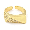 Rack Plating Brass with Clear Cubic Zirconia Open Cuff Rings RJEW-Q784-18G-2
