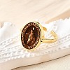 Brass Enamel Adjustable Cuff Rings RJEW-G349-01G-3