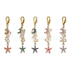 Starfish & Moon Alloy Enamel Pendants Decoraiton HJEW-JM01635-1