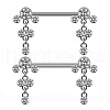 Brass Micro Pave Clear Cubic Zirconia Flat Round Nipple Barbells WG21F93-01-1