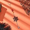 Halloween Theme Glass Seed Spider Web Keychains HJEW-MZ00285-01-1