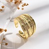 Rack Plating Brass Micro Pave Clear Cubic Zirconia Open Cuff Finger Rings for Women RJEW-M028-92G-2