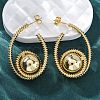 Spiral with Round Brass Stud Earrings EJEW-R025-04G-1
