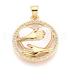 Brass Micro Pave Clear Cubic Zirconia Pendants KK-N268-63G-1