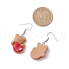 Bear with Heart Opaque Resin Dangle Earrings EJEW-JE06436-3