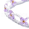 Woven Glass Flower Adjustable Braided Bead Bracelets for Women BJEW-MZ00100-5