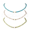 3Pcs 3 Styles Round Shell Pearl & Dyed Natural Magnesite & Pink Aventurine & Chinese Southern Jade Heishi Beaded Necklaces NJEW-JN05300-2