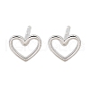 925 Sterling Silver Hollow Heart Stud Earrings EJEW-Q030-01P-2