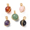 5Pcs 5 Styles Natural Mixed Gemstone Copper Wire Wrapped Pendants PALLOY-JF02181-02S-1
