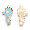 Light Gold Plated Alloy Enamel Pendants ENAM-T009-77B-RS-1