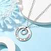201 Stainless Steel and Alloy Round with Word Forest In My Heart Pendants Necklace NJEW-JN04697-01-3