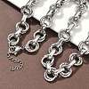 304 Stainless Steel Textured Double Ring Link Chain Necklaces NJEW-S453-02P-C-1