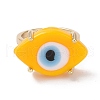 Lampwork Oval with Evil Eye Open Cuff Ring RJEW-I086-13G-07-2