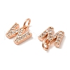 Brass Micro Pave Grade AAA Cubic Zirconia Charms ZIRC-P067-11RG-W-NR-3