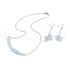 Natural Aquamarine Chips Beaded Jewelry Set SJEW-JS01231-07-1
