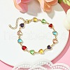 Colorful Glass Heart Link Bracelets BJEW-JB10578-2
