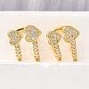 Brass Micro Pave Clear Cubic Zirconia Cuff Earrings EJEW-K309-02G-2