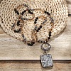 Rectangle & Flat Round Bohemian Style Natural Picasso Jasper with Glass Pendant Necklaces FS-WGEA5B3-02-2