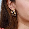 304 Stainless Steel Two Tone Stud Earrings EJEW-K310-02GP-3