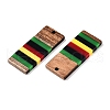 Jamaican Colour Epoxy Resin & Walnut Wood Pendants RESI-N039-122K-2
