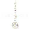 Brass Ring & Glass Round Pendant Decorations HJEW-TA00064-1