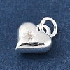 925 Sterling Silver Micro Pave Clear Cubic Zirconia Heart Charms STER-R013-15S-2