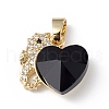 Real 18K Gold Plated Rack Plating Brass Micro Pave Cubic Zirconia Pendants KK-C015-02G-09-1