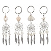 4Pcs Tibetan Style Alloy with Natural Shell & Synthetic Turquoise Keychains KEYC-JKC01179-2