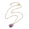 Natural Amethyst with Brass Pendants Necklaces NJEW-JN04679-02-4