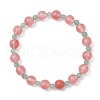 Natural Green Aventurine & Cherry Quartz Glass Round Beaded Stretch Bracelets for Women BJEW-JB11927-01-2
