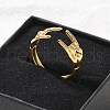 304 Stainless Steel Rock & Roll Hand Gesture Cuff Rings for Women Men RJEW-B118-02G-1