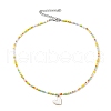 Alloy Enamel Heart Charm Necklace NJEW-PH01493-05-1