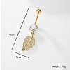 Stylish Feather Stainless Steel Pave Clear Cubic Zirconia Belly Button Ring for Women Men SB7751-1
