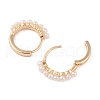 Brass with Plastic Pearl Hoop Earrings KK-N256-14G-2