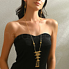 Geometric Cutout Fringe Brass Necklaces & Earrings Set for Women SR6338-3